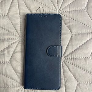 841. Phone Case for Nokia G100 Blue Faux Leather Wallet Case w/Magnetic Clasp